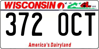 WI license plate 372OCT