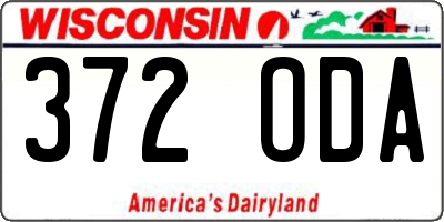 WI license plate 372ODA