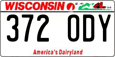 WI license plate 372ODY