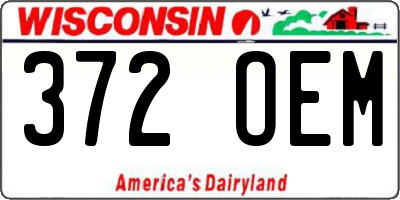 WI license plate 372OEM