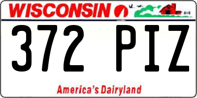 WI license plate 372PIZ