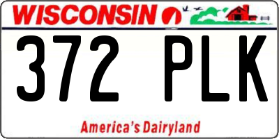 WI license plate 372PLK