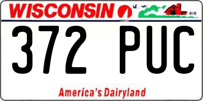 WI license plate 372PUC