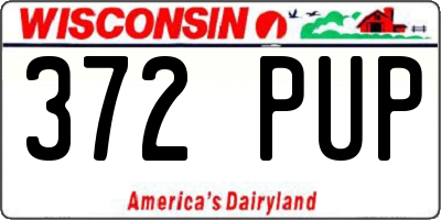 WI license plate 372PUP