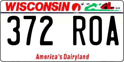 WI license plate 372ROA
