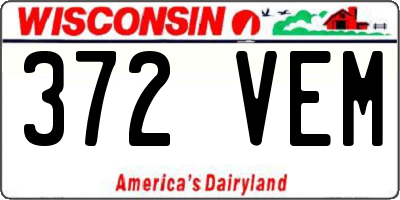 WI license plate 372VEM