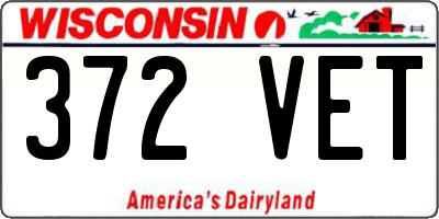 WI license plate 372VET