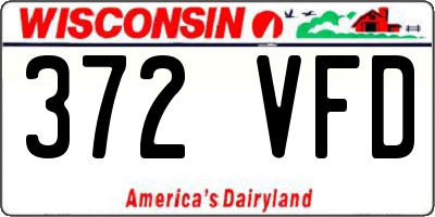 WI license plate 372VFD