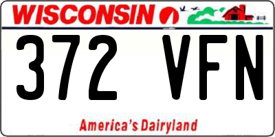 WI license plate 372VFN