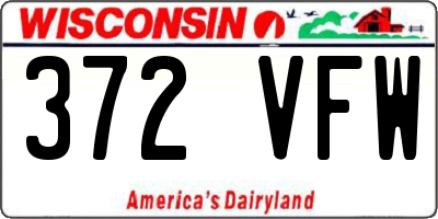 WI license plate 372VFW