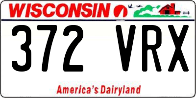 WI license plate 372VRX