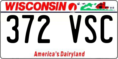 WI license plate 372VSC