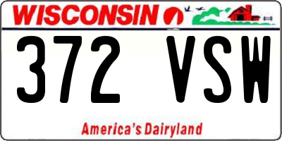 WI license plate 372VSW