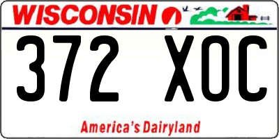 WI license plate 372XOC