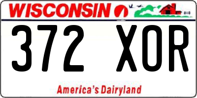 WI license plate 372XOR
