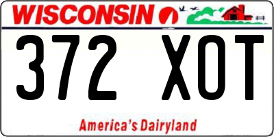 WI license plate 372XOT