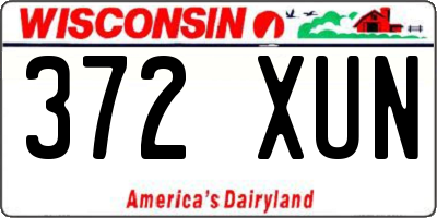 WI license plate 372XUN