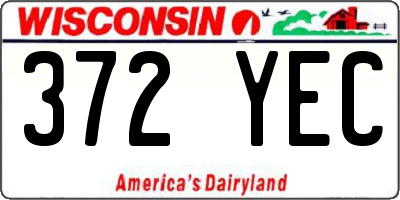 WI license plate 372YEC