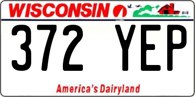 WI license plate 372YEP