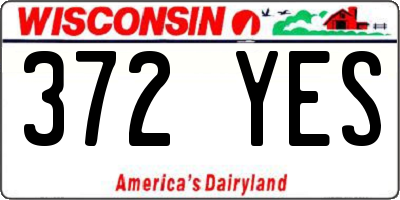 WI license plate 372YES