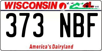 WI license plate 373NBF