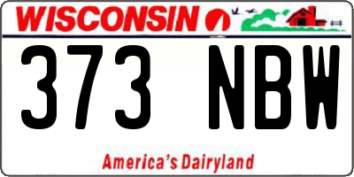 WI license plate 373NBW