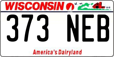 WI license plate 373NEB