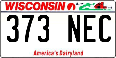 WI license plate 373NEC