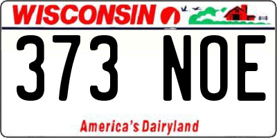 WI license plate 373NOE