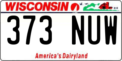 WI license plate 373NUW