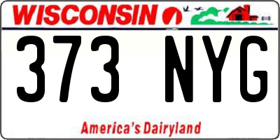 WI license plate 373NYG