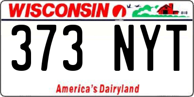 WI license plate 373NYT