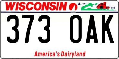 WI license plate 373OAK