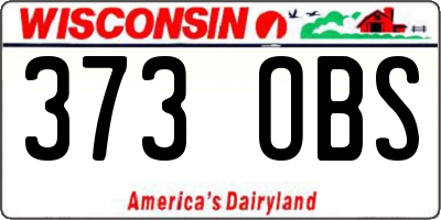 WI license plate 373OBS