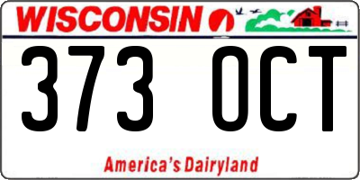 WI license plate 373OCT