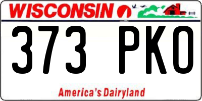 WI license plate 373PKO