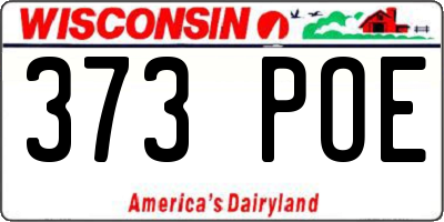 WI license plate 373POE