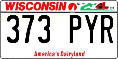 WI license plate 373PYR