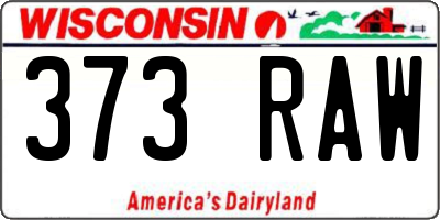 WI license plate 373RAW