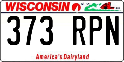 WI license plate 373RPN
