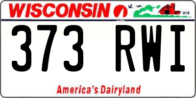 WI license plate 373RWI