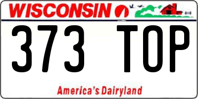 WI license plate 373TOP
