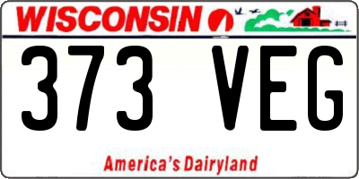 WI license plate 373VEG