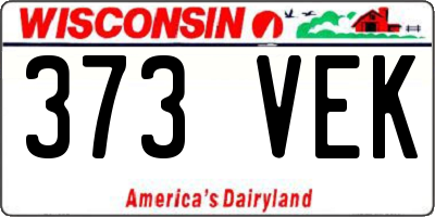 WI license plate 373VEK