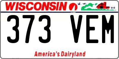 WI license plate 373VEM