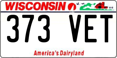 WI license plate 373VET