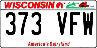 WI license plate 373VFW