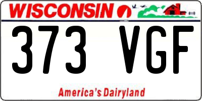 WI license plate 373VGF