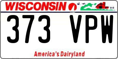WI license plate 373VPW