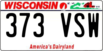 WI license plate 373VSW